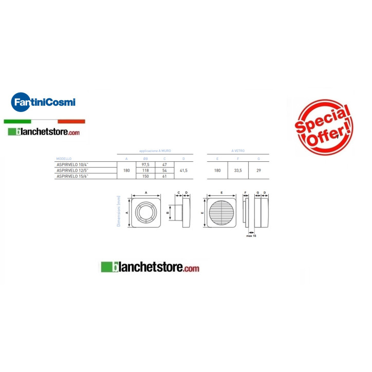 helical exhaust fan Aspira Mod. Aspirvelo d.12/4 220Volt