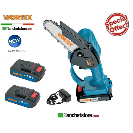 Potatore manuale a batteria Wortex Saw 60 con 2 batterie