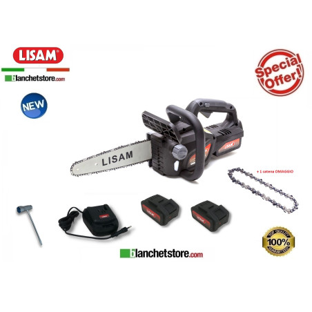 Lisam SG 22 mini motosega a battria con 2 batterie 21V 4A