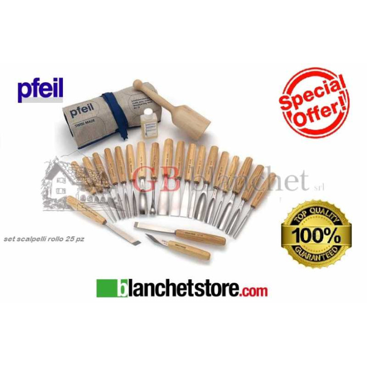SET SCALPELLI INTAGLIO PFEIL ROTOLO 25 PEZZI SET SCALPELLI INTAGLIO PFEIL ROTOLO 25 PEZZI