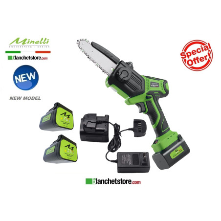 Minelli ENERQ2 cordless manual pruner with 2 Li-Ion batteries 16,8V 2AH Brushless