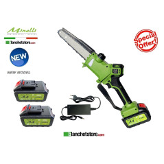 Elagueuse manuel sans fil Minelli ENERQ3 avec 2 batteries Li-Ion 21V 5,2AH Brushless