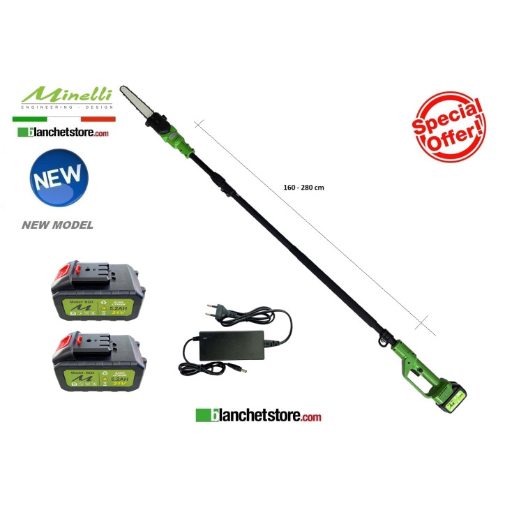 Elagueuse telescopique manuel sans fil Minelli ENERQ5 avec 2 batteries Li-Ion 21V 5,2AH Brushless Elagueuse telescopique manuel sans fil Minelli ENERQ5 avec 2 batteries Li-Ion 21V 5,2AH Brushless