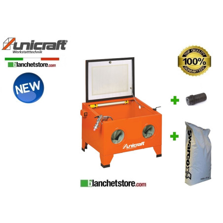 UNICRAFT SSK1 90 LT BENCH SANDBLASTER 6204000 + nozzle 6204132 + Bag of UV25 glass micro spheres