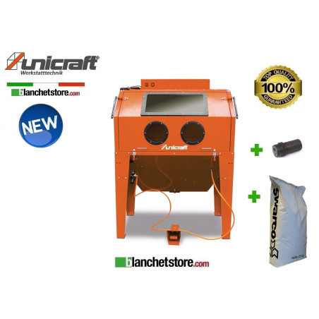 BENCH SANDBLASTING MACHINE UNICRAFT SSK3.1-80 360 LT 6204005 + 6204134 nozzle + Sand bag 25 Kg US25-80