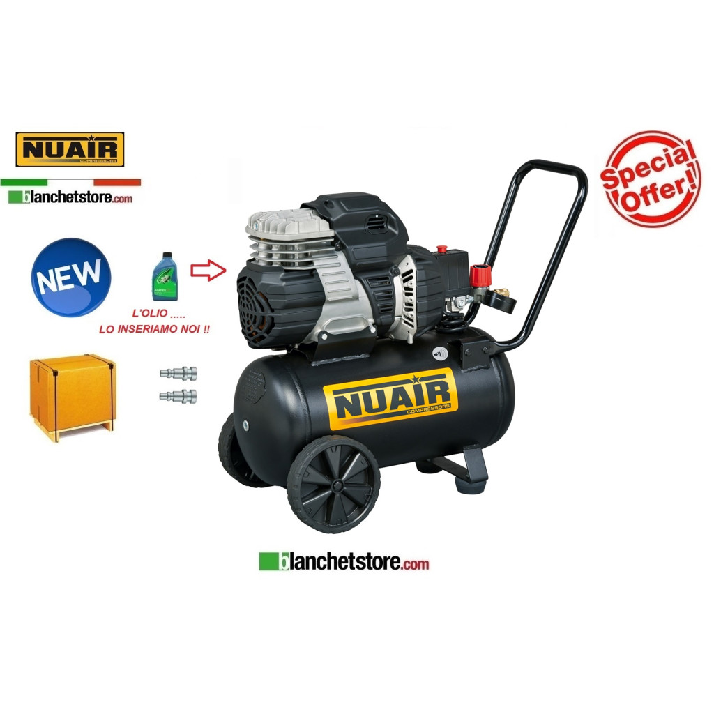 COMPRESSORE SILENZIATO NUAIR SIL AIR 244/24 1,5HP 24LT 220VOLT SILENZIATO