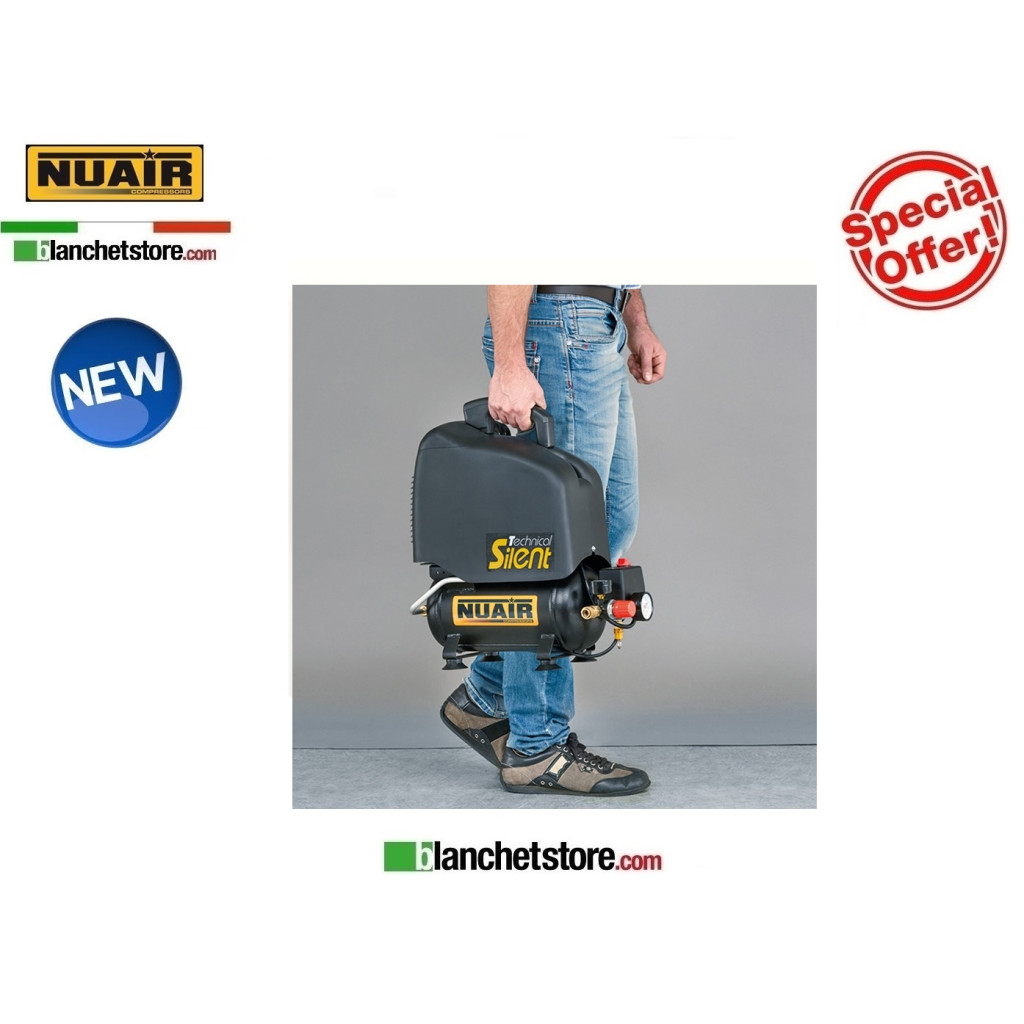 COMPRESSORE SILENZIATO NUAIR OM200/6 SILENT 1HP 6LT 220VOLT SILENZIATO COMPRESSORE SILENZIATO NUAIR OM200/6 SILENT 1HP 6LT 220VOLT SILENZIATO
