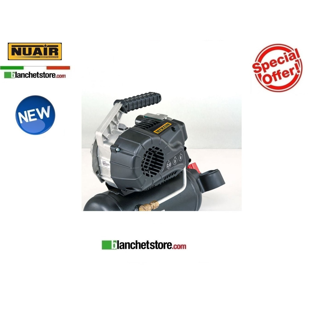 COMPRESSORE ELETTRICO NUAIR FE-227/8/6E 2HP 6lt 220VOLT LUBRIFICATO A OLIO COMPRESSORE ELETTRICO NUAIR FE-227/8/6E 2HP 6lt 220VOLT LUBRIFICATO A OLIO