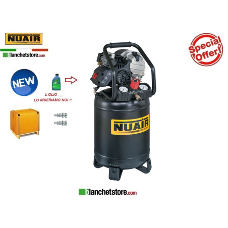 ELECTRIC COMPRESSOR NUAIR FE-227/10/24V 2HP 24lt 220VOLT OIL LUBRICATED