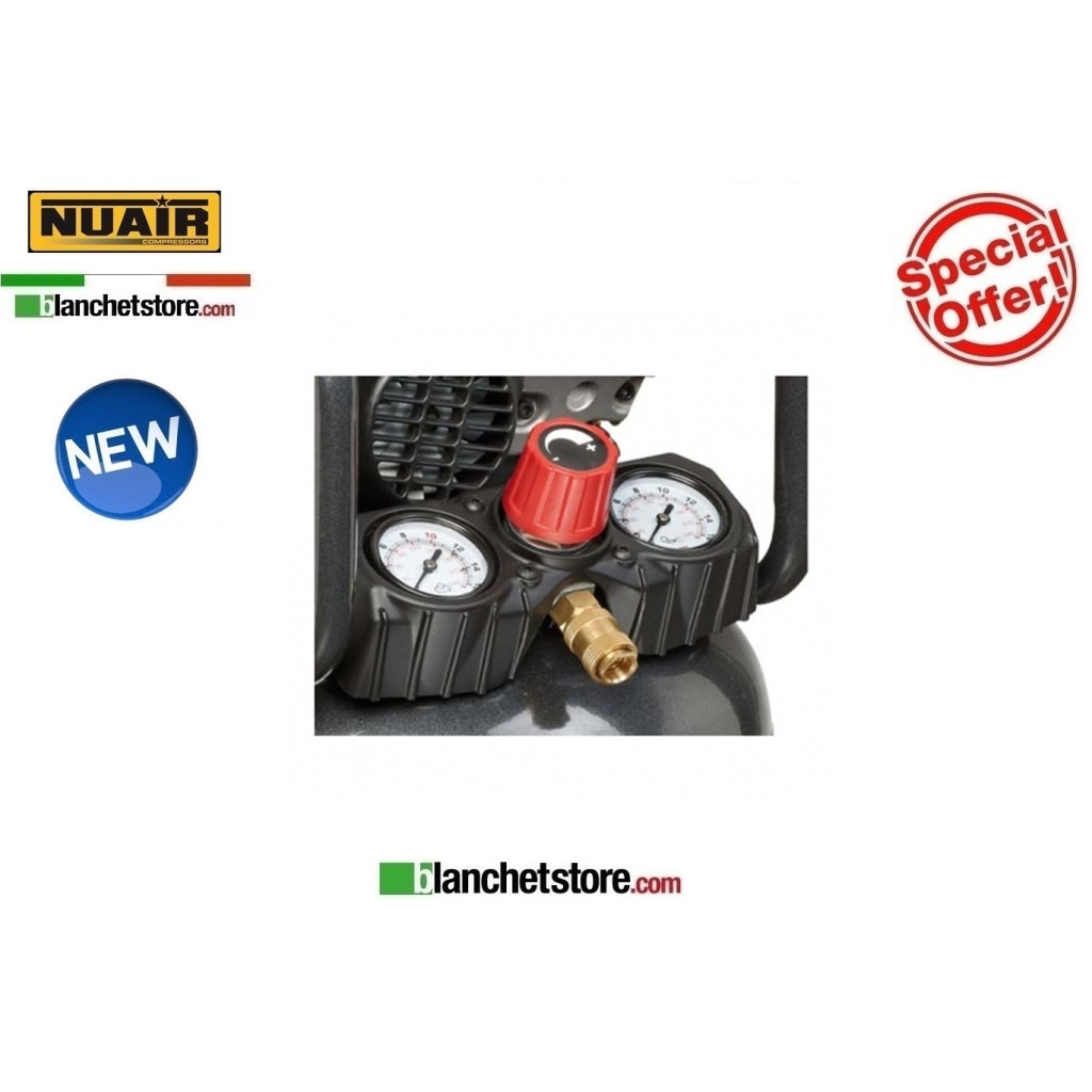 ELECTRIC COMPRESSOR NUAIR FE-227/10/24V 2HP 24lt 220VOLT OIL LUBRICATED