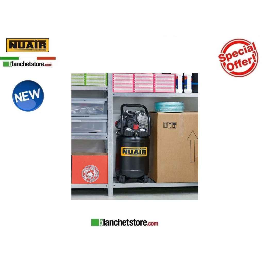 COMPRESSORE ELETTRICO NUAIR FE-227/10/24V 2HP 24lt 220VOLT LUBRIFICATO A OLIO