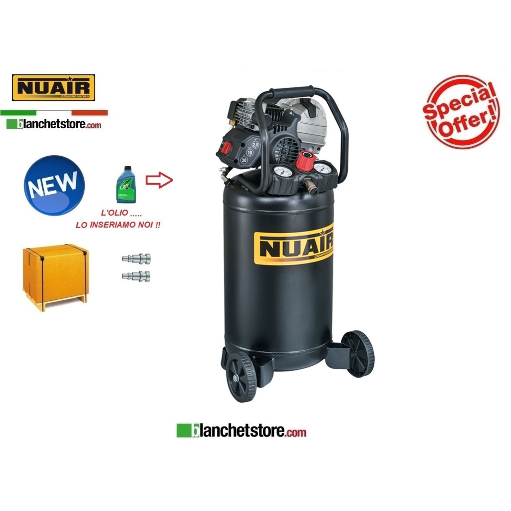 COMPRESSORE ELETTRICO NUAIR FE-227/10/30V 2HP 30lt 220VOLT LUBRIFICATO A OLIO