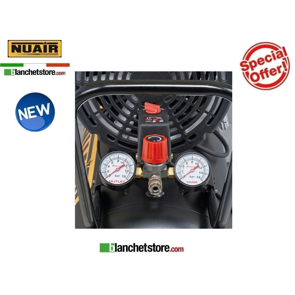 NUAIR GVM/50 3HP COMPRESSEUR ÉLECTRIQUE BI-CYLINDRE 50LT 220Volt PROFESSIONNEL