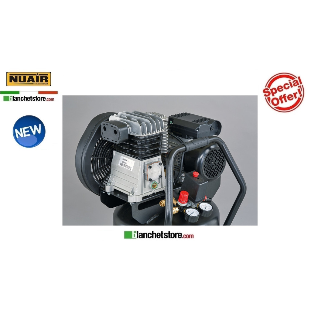 NUAIR B2800B/3M/90V 3HP COMPRESSEUR ÉLECTRIQUE BI-CYLINDRE 90LT 220Volt PROFESSIONNEL