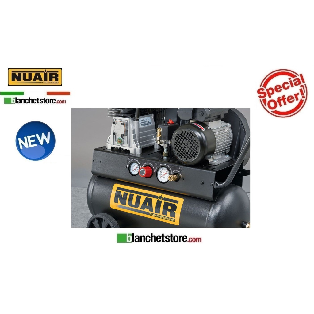 COMPRESSORE ELETTRICO NUAIR B2800/B/2CM/50 TECH-2HP BICILINDRICO 50LT 220VOLT PROFESSIONALE