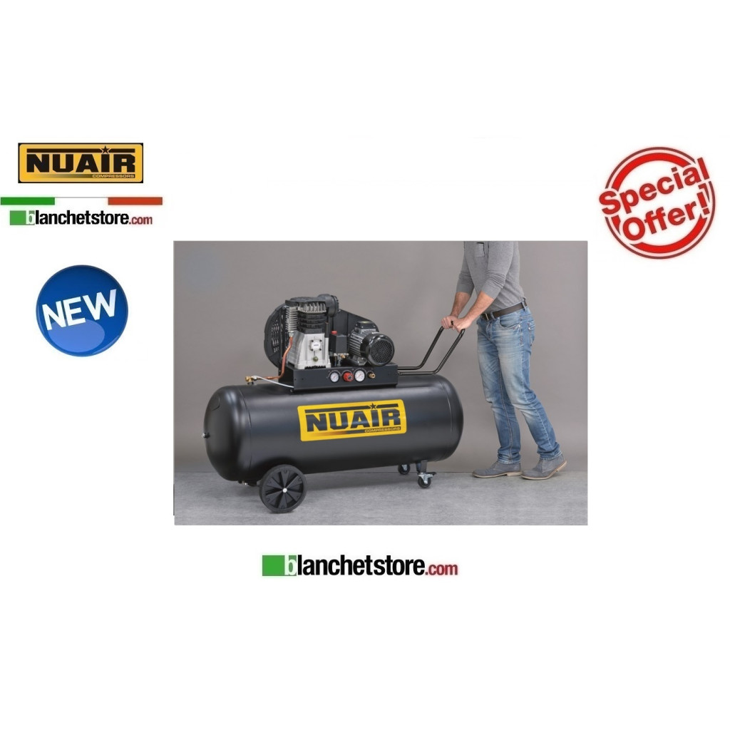 COMPRESSORE ELETTRICO NUAIR B3800B/3CM/200 TECH PRO LT/200 3HP 220V BICILINDRICO PROFESSIONALE