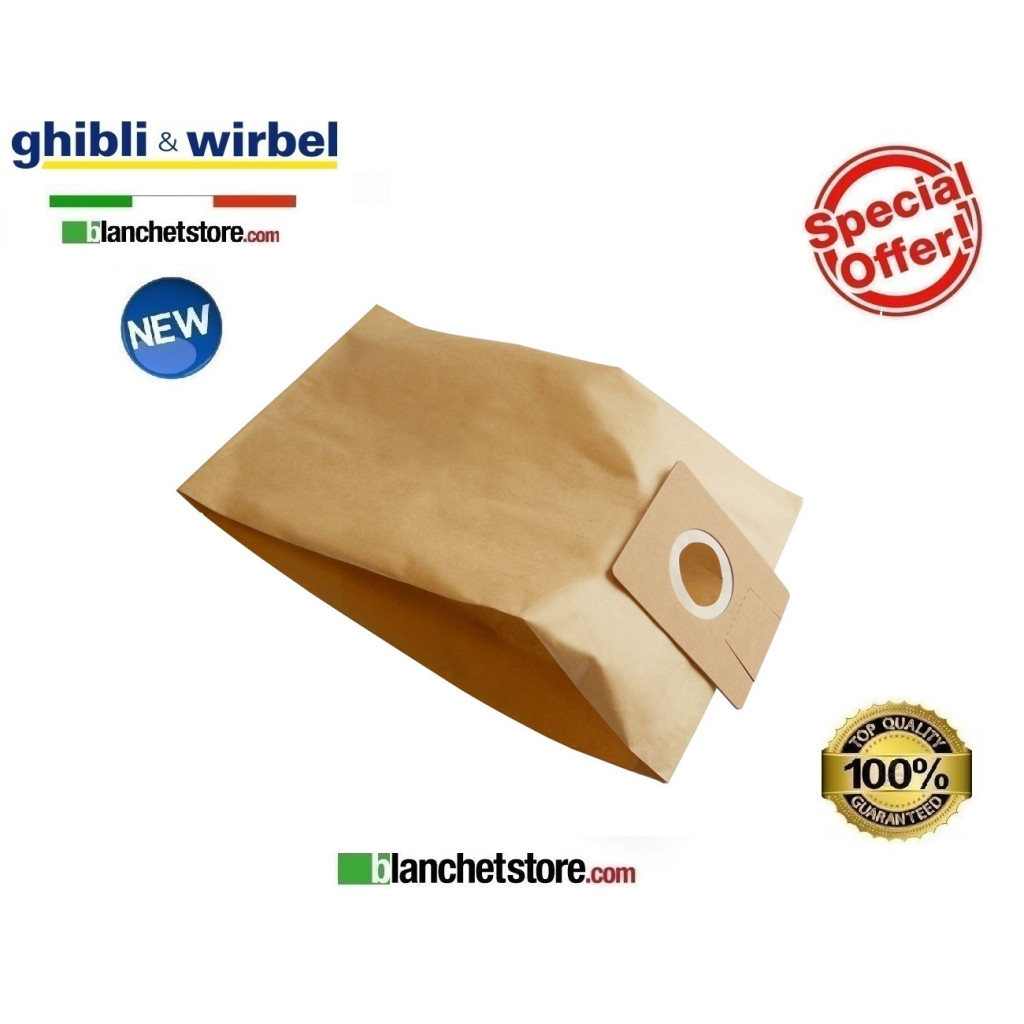 Sacchetti in carta fleece L7 per aspirapolvere Ghibli AS 10  art 6650030 conf.10pz