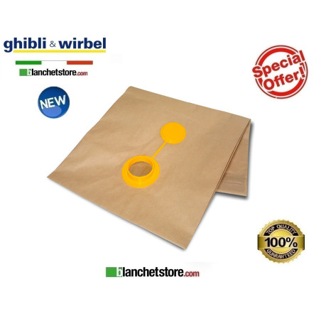 Sacchetti in carta con tappo per aspirapolvere Ghibli AS 400  art 6830030 19Lt conf.1pz