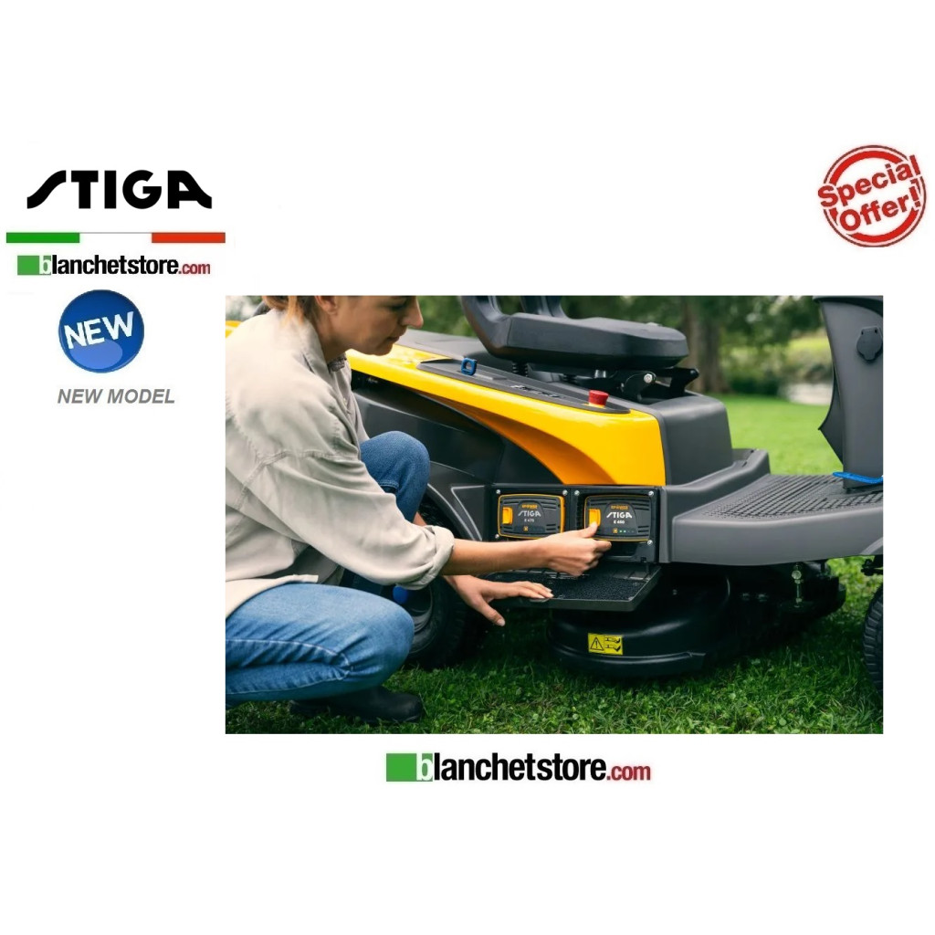 Tracteur autoportee a batterie STIGA SWIFT 372e Coupe avec 2 lames 72cm 48Volt 1200Watt