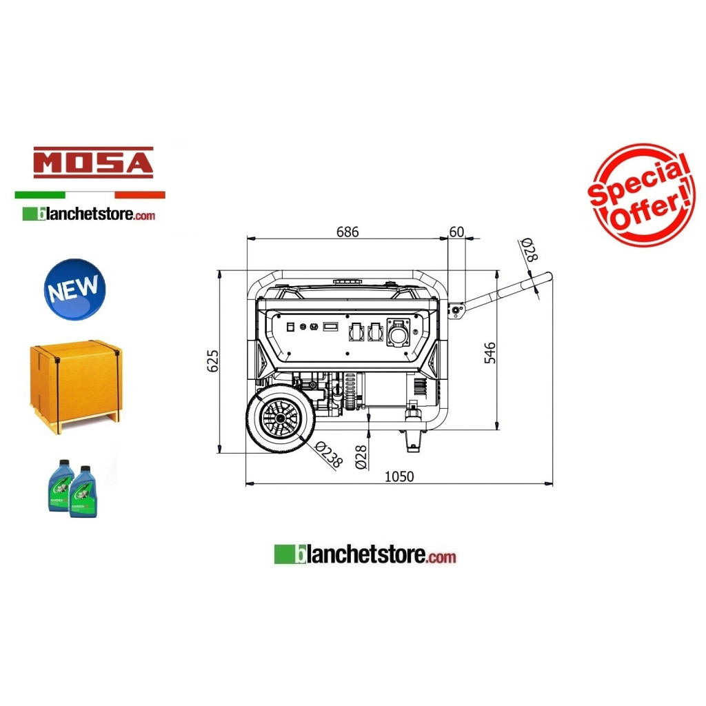 Generatore Mosa gruppo elettrogeno GE 6900 Motore Benzina GK 420 Avviamento Strappo