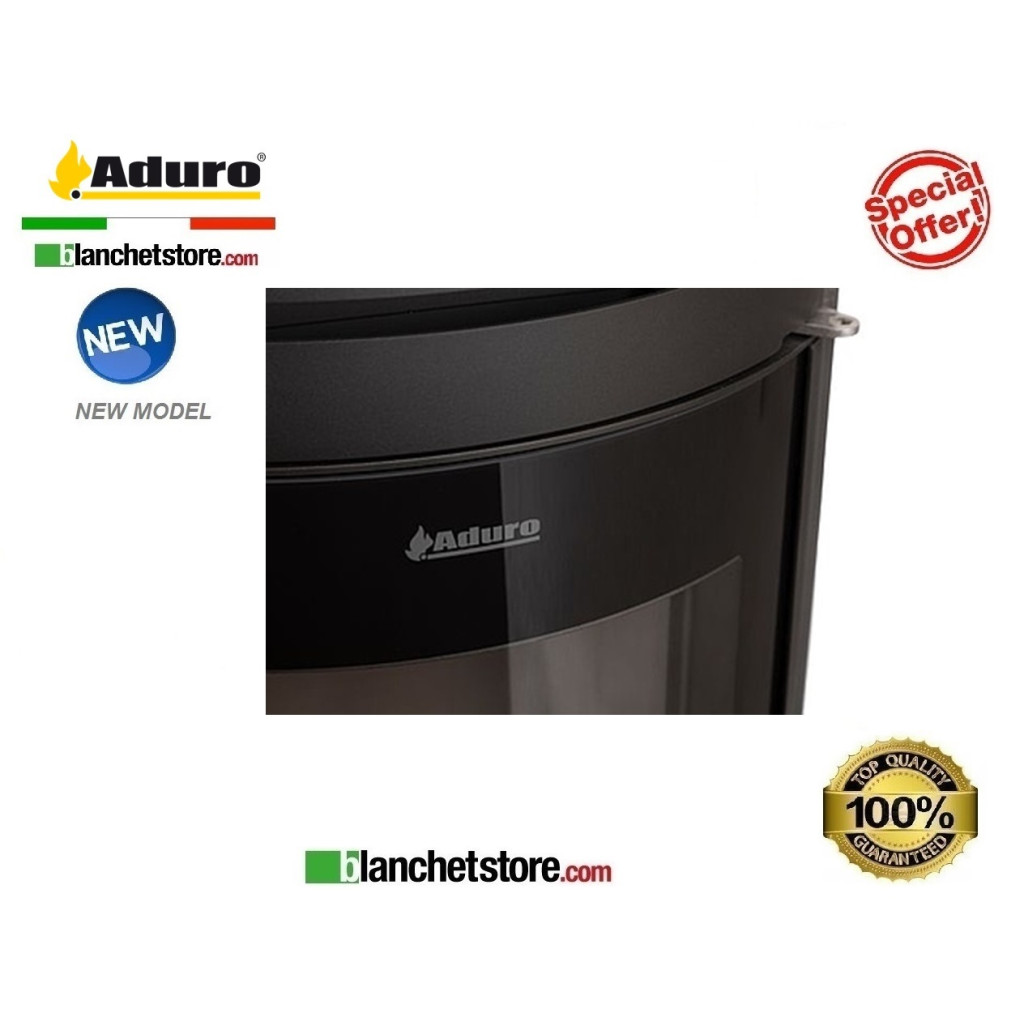 Stufa a pellet Mod. Aduro P1 Acciaio Nero satinato - 8 kW Stufa a pellet Mod. Aduro P1 Acciaio Nero satinato - 8 kW