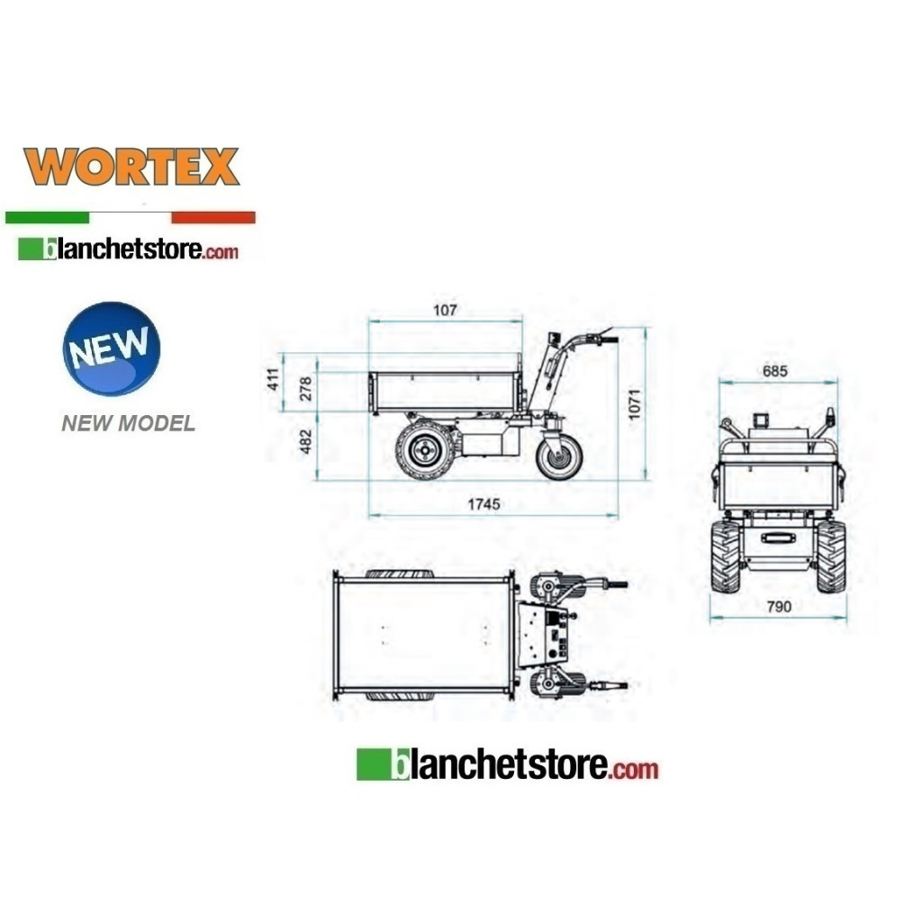 MINI TRANSPORTEUR DUMPER Wortex MDA500D Electrique 500KG Basculement Hydraulqiue MINI TRANSPORTEUR DUMPER Wortex MDA500D Electrique 500KG Basculement Hydraulqiue