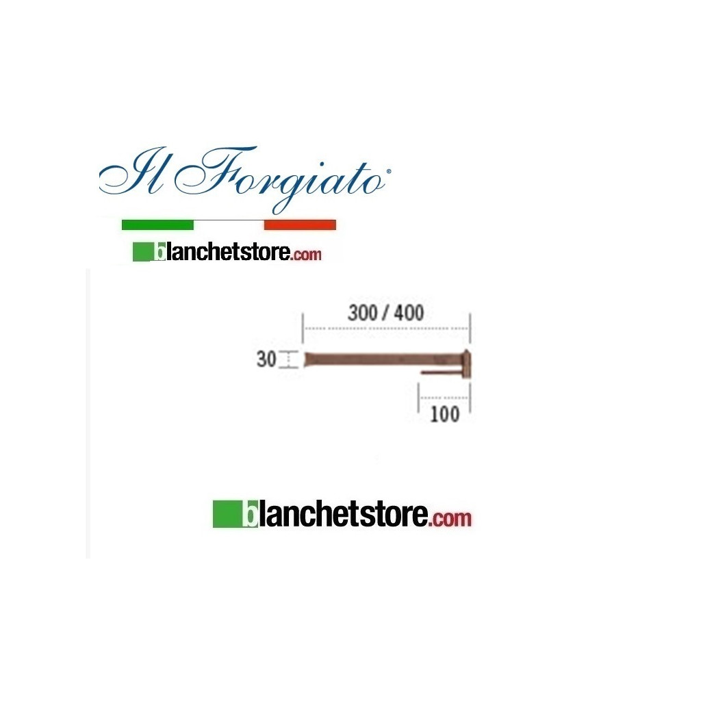 Bandella forgiata con cardine a vite Il Forgiato invecchiato FF 291.30V Ruggine spina d.14  30x300mm
