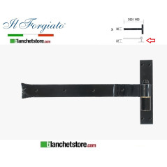 Forged door hinge with wood hinge La Forgée aged FF 278.30 Black pin d.14 30x300mm H.22