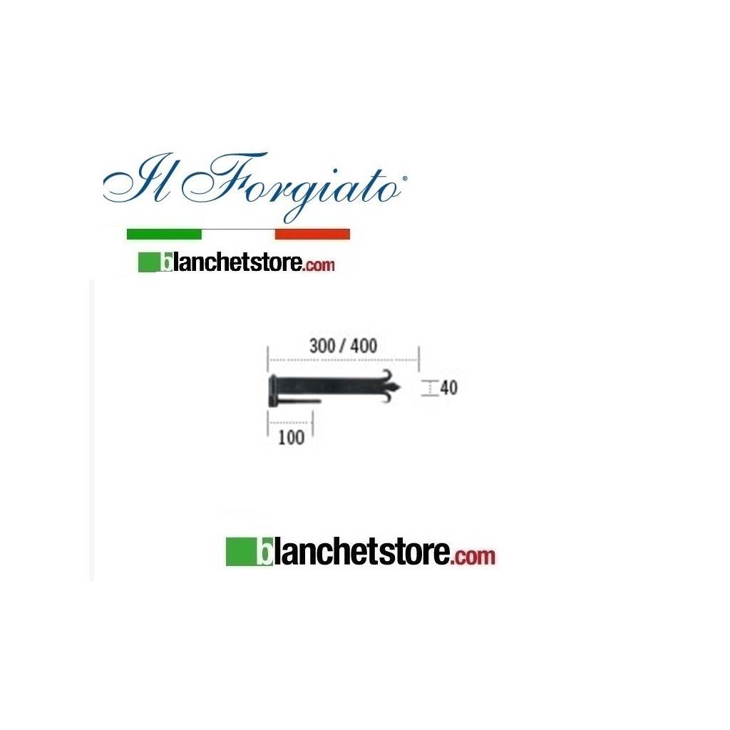 Forged hinge in the shape of a lily with screw hinge La Forgée ancienne FF 287.40V Rust pin d.14 40x400mm
