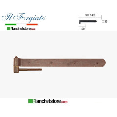 Forged hinge with screws in steel La Forgée aged FF 039.30V Rusty Pin d.14 35x300mm