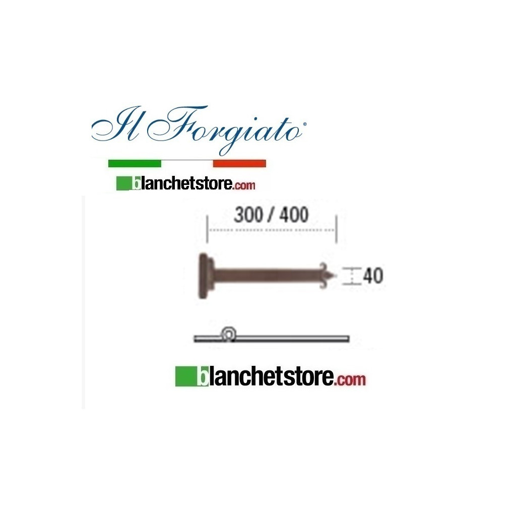 Forged hinge Flat with lis La Forgée aged FF 276.40.FT Rusty Pin d.14 40x400mm