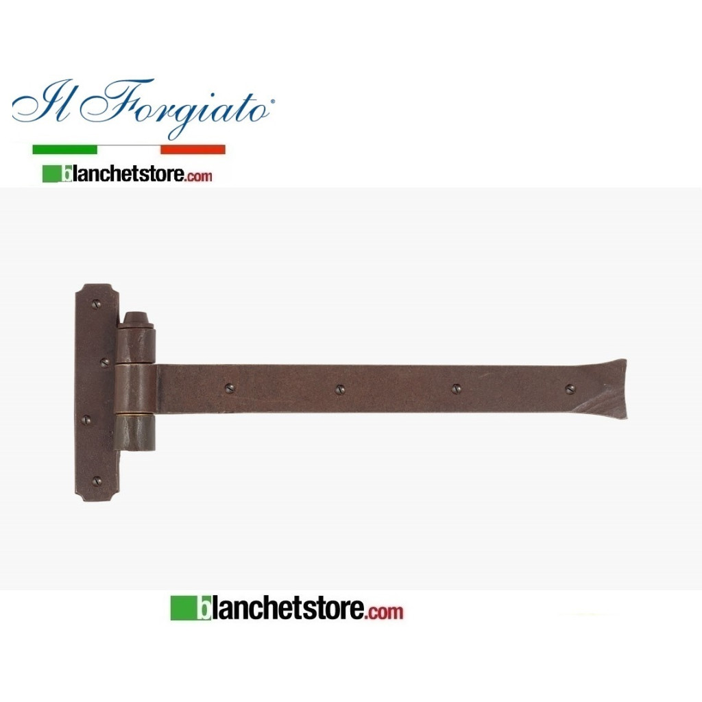 Bandella forgiata Piana con cardine a legno Il Forgiato invecchiato FF 278.30.FT Ruggine spina d.14  30x300mm