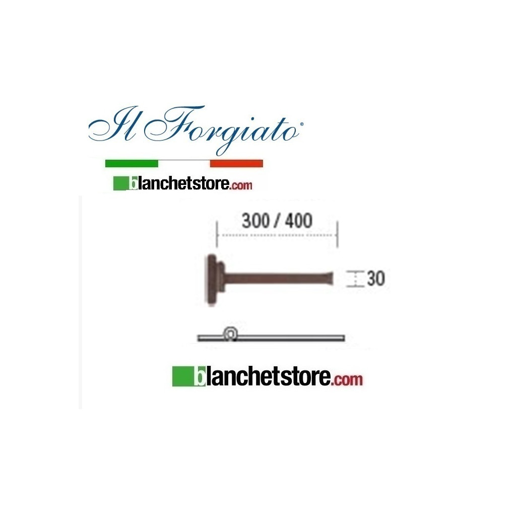 Bandella forgiata Piana con cardine a legno Il Forgiato invecchiato FF 278.30.FT Ruggine spina d.14  30x300mm