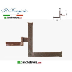 Bandella "L" forgiata con cardine a muro Il Forgiato invecchiato FF 258.SX Ruggine spina d.14  40x300x300mm