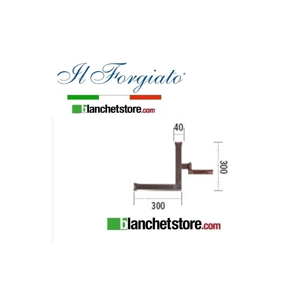 Forged L-shaped hinge with aged screw hinge FF 258V.SX Rust pin d.14 40x300x300mm