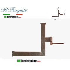 Forged L-shaped hinge with aged screw hinge FF 258V.DX Rust pin d.14 40x300x300mm