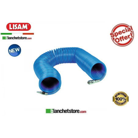 LISAM 9130S polyurethane spiral hose for olive shaker with push-in fittings and tap, 10 m, diameter 6 x 8 mm