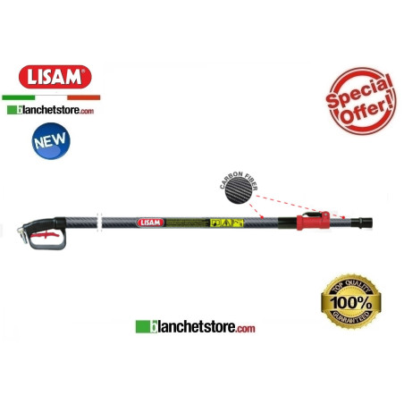 LISAM 9167 carbon fiber telescopic pole with handle for olive harvesting machines, with valve, 1.85-3.10 meters length.