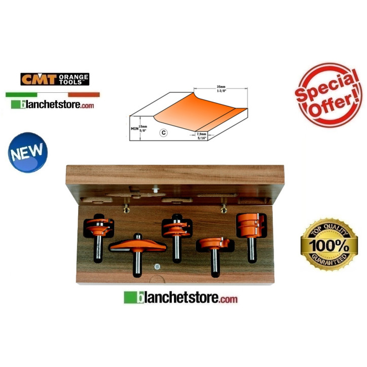 Wood cutter set 5 pcs for kitchens CMT 800.511.11C Shank 12.7mm