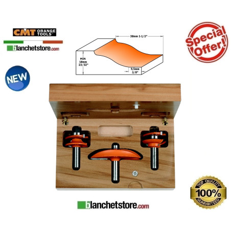 3-piece wood cutter set for kitchens CMT 800.513.11A2 Shank 12.7 mm