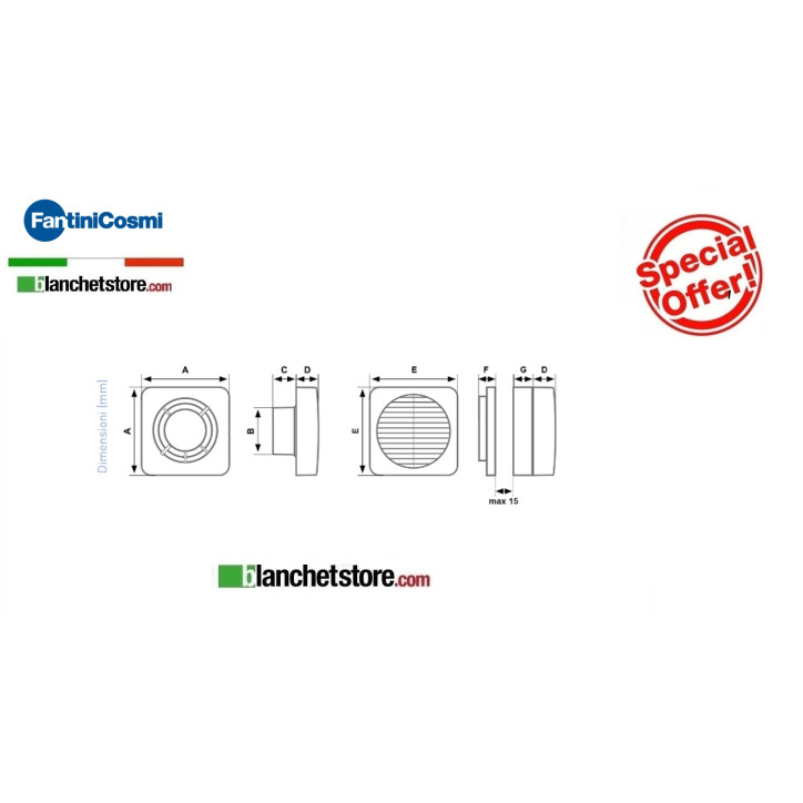 ventilateur d'extraction Aspira Mod. Aspirvelo d.10/4 220Volt