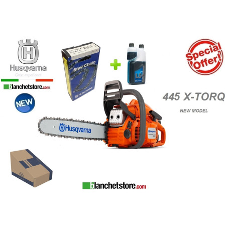 Chainsaw Husqvarna 445II xTorq complete with guide 16" + chaine