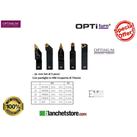 KIT SET 5 OPTIMUM LATHE TOOLS MD 16 MM 050OP1610