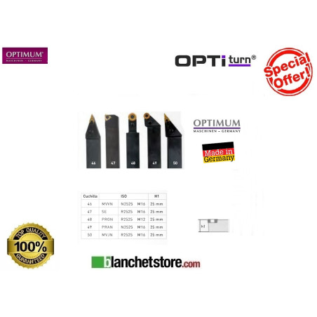 KIT JEU DE 5 OUTILS DE TOUR OPTIMUM MD 25 MM 050OP1623