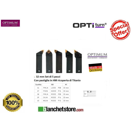 KIT JEU DE 5 OUTILS DE TOUR OPTIMUM MD 32 MM 050OP1674