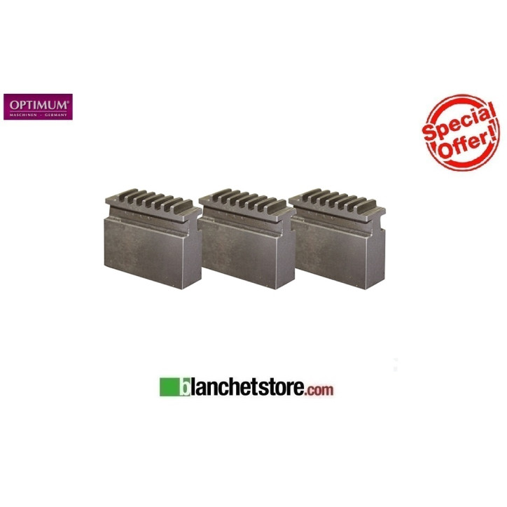 Optimum 3-piece soft integral jaw set 3442904 D.100 mm For 3-jaw self-centering tool Optimum 3-piece soft integral jaw set 3442904 D.100 mm For 3-jaw self-centering tool