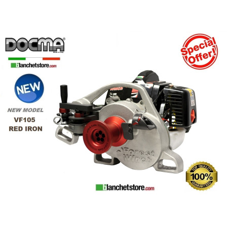 PORTABLE FOREST WINCH DOCMA VF105 RED IRON + CABLE d.10 X 100Mt 980006