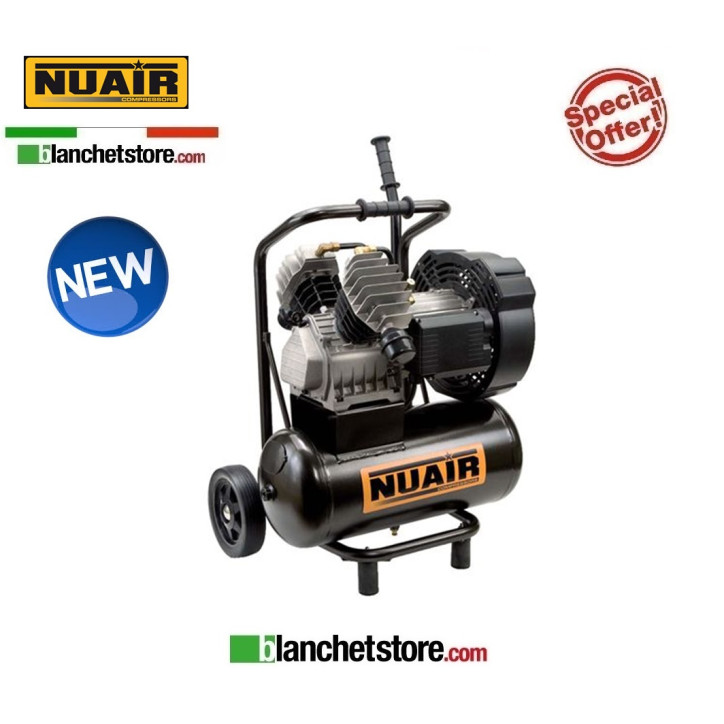 NUAIR GVM24/PCM3 COMPRESSEUR ÉLECTRIQUE BI-CYLINDRE 24LT 220Volt PROFESSIONNEL