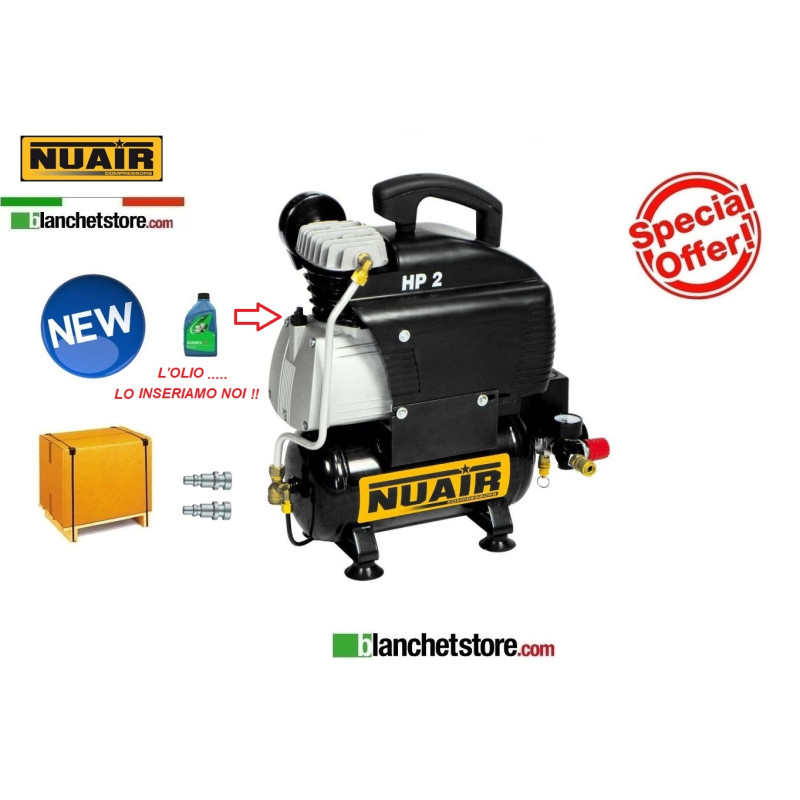 Compressore elettrico NUAIR FC 2/6 CM2 - 2 HP serbatoio 6lt 220V