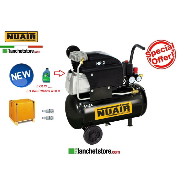 NUAIR ELECTRIC COMPRESSOR FC 2/24 CM2-2HP TANK 24lt 220VOLT